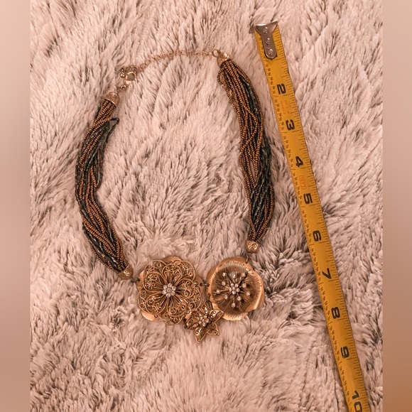 BEAUTIFUL BEADED GOLD AND BROWN NECKLACE COSTUME JEWELRY. EXCELLENT CONDITION. - Picture 6 of 6